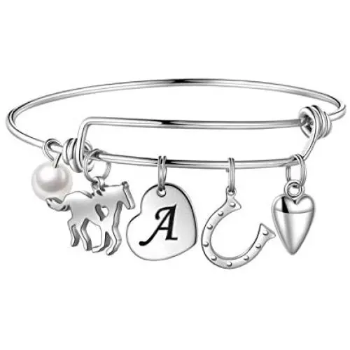 Anoup Horse Gifts for Girls Women Bracelet, Stainless Steel Horse Bracelet Engraved 26 Letters Initial Charm Bracelet Dainty Horse Jewelry Horse Gifts for Girls Kids Teens Horse Lovers Anoup Horse Gifts for Girls Women Bracelet, Stainless Steel Horse Bracelet Engraved 26 Letters Initial Charm Bracelet Dainty Horse Jewelry Horse Gifts for Girls Kids Teens Horse Lovers