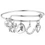 Anoup Horse Gifts for Girls Women Bracelet, Stainless Steel Horse Bracelet Engraved 26 Letters Initial Charm Bracelet Dainty Horse Jewelry Horse Gifts for Girls Kids Teens Horse Lovers