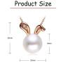 Freshwater Cultured Pearls Cute Animal Rabbit Pendant Delicate Jewelry S925 Sterling Silver Necklace Easter Valentines Day Christmas Anniversary Gift for Girls Women - Rose Gold