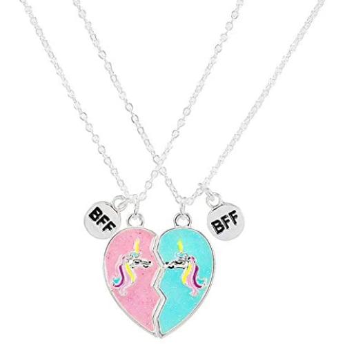 Elefezar Best Friends Magnetic Half Heart Pendant Necklace 2Pcs/Set Charm BFF Friendship Jewelry