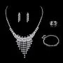 JinYu 5 Pcs Rhinestone Bridesmaid Jewelry Sets for Women Necklace and Ring and Earring Set for Wedding with Crystal Bracelet JinYu 5 Pcs Rhinestone Bridesmaid Jewelry Sets for Women Necklace and Ring and Earring Set for Wedding with Crystal Bracelet