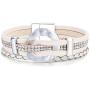 FANCY SHINY Leather Cuff Bracelet Circle Rhinestone Wrap Bracelet Stackable Multi Layer Wristband with Magnetic Clasp Boho Jewelry Gift for Women