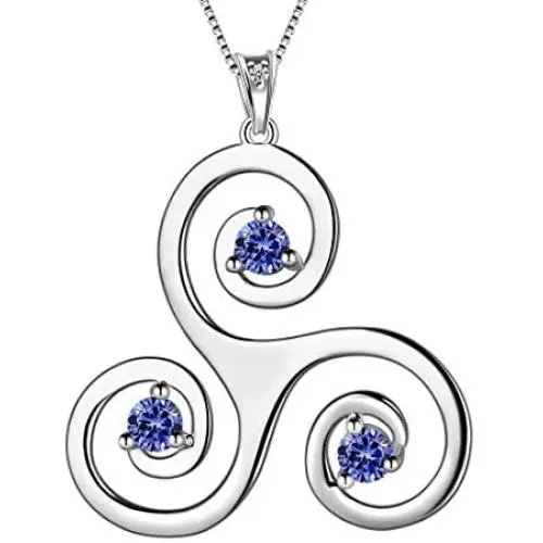Aurora Tears Celtic Knot Necklace Triple Women 925 Sterling Silver Spiral Triskele Pendant Irish Celtic Symbols Triskelion Swirl Jewelry Aurora Tears Celtic Knot Necklace Triple Women 925 Sterling Silver Spiral Triskele Pendant Irish Celtic Symbols Triskelion Swirl Jewelry