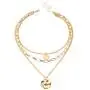 Gold Layered Pendant Long Necklace - 14K Gold Plated Handmade 3 Layer Choker Necklace Chain Pendant Costume Jewelry for Women Girl Gold Layered Pendant Long Necklace - 14K Gold Plated Handmade 3 Layer Choker Necklace Chain Pendant Costume Jewelry for Women Girl