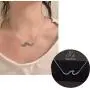 ISAACSONG.DESIGN Inspirational Sterling Silver Opal Pendant Necklace Life Line Bar, Ocean Wave Line Statement Necklace for Women and Girls