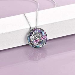 TOUPOP Flamingo Gifts for Women s925 Sterling Silver Flamingo Pendant Necklace with Circle Purple Crystal Jewelry Gifts for Women Mom Girls Birthday Mothers Day