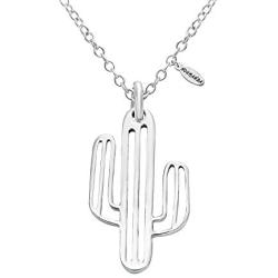 NOUMANDA Nature Jewelry Stainless Steel Silver Tiny Saguaro Cactus Charm Necklace