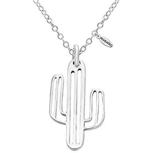 NOUMANDA Nature Jewelry Stainless Steel Silver Tiny Saguaro Cactus Charm Necklace
