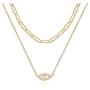 IEFRICH Gold Layered Necklace for Women, 14K Gold Plated Coin Medallion Evil Eye Cross Pendant Necklace Paperclip Chain Link Layering Necklaces for Women Teen Girls Jewelry Gifts