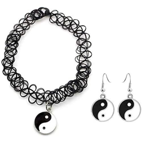 Yin Yang Matching Jigsaw Necklace Bracelet Sets Puzzle Pendant Friendship Bracelets Necklaces BFF Y-Necklacs for 2 Matching Jewelry Set for Women Girls Couple