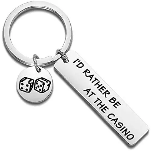 WUSUANED Gambler Gift Id Rather Be at The Casino Lucky Dice Keychain Casino Lover Gift Gambling Jewelry