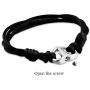 Black Rope Cremation Bracelet with Shiny Heart Urn Ashes Jewelry Adjustable Expandable Bangle