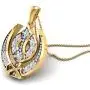 SwaraEcom 14K Yellow Gold Plated Round CZ Sikh Khanda Symbol Religious Pendant India Fashion Jewelry