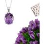 Shop LC Natural Gemstone Amethyst 925 Sterling Silver Oval Solitaire Chain Pendant Necklace for Women Crystal Purple Jewelry Gifts Cttw 3
