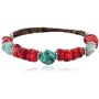 $80Tag Certified Navajo Turquoise Coral Native Adjustable Wrap Bracelet 12742-1 Made by Loma Siiva