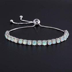CiNily Adjustable Silver Plated Opal Tennis Bracelet for Women Girls - Fashion Jewelry Gift | Opal Bracelets in Sterling Silver,Rose Gold and Yellow Gold Plating