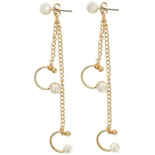 Earrings for Women-Double-Stranded Pearl Earrings Delicate Cuff Earrings Chain for Women and Girls