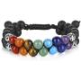 Top Plaza Bead Chakra Bracelet 7 Chakras Healing Crystals Bracelet Yoga Stone Beads Bracelets Meditation Relax Anxiety Bangle for Womens Mens