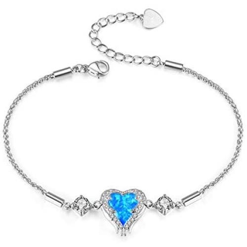 CiNily Opal Heart Bracelet for Women Girls 18K Gold Plated Adjustable Bracelets for Her