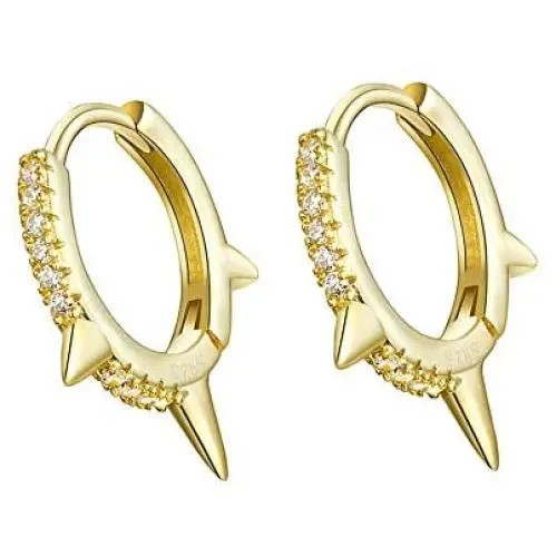 Gold Punk Spikes Stud CZ Hoop Earrings for Women Teen Girls Men S925 Sterling Silver Charms Huggie Hoops Cartilage Stud Tragus Helix Pave Crystal Earrings Hypoallergenic Rock Fashion Jewelry 9mm Gold Punk Spikes Stud CZ Hoop Earrings for Women Teen Girls Men S925 Sterling Silver Charms Huggie Hoops Cartilage Stud Tragus Helix Pave Crystal Earrings Hypoallergenic Rock Fashion Jewelry 9mm