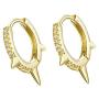 Gold Punk Spikes Stud CZ Hoop Earrings for Women Teen Girls Men S925 Sterling Silver Charms Huggie Hoops Cartilage Stud Tragus Helix Pave Crystal Earrings Hypoallergenic Rock Fashion Jewelry 9mm