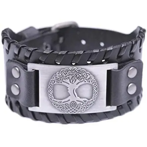 Pagan Tree of Life Yggdrasil Sigil Leather Bracelet Celtic Knot Amulet Jewelry Pagan Tree of Life Yggdrasil Sigil Leather Bracelet Celtic Knot Amulet Jewelry