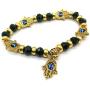 Homelavie Lucky Bling Beads Bracelet Blue Evil Eye and Golden Hamsa Hand Stretch Bracelets Protection Amulet Bangles for Girl/Women