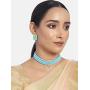 I Jewels 18K Gold Plated Indian Wedding Handcrafted Beaded Emerald Choker with Earrings for Women/Girls