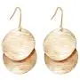 Dangle Drop Earrings for Women Fashion Big Double Circle Disc 14K Gold Filled Brushed Wave Round Hoop Statement Post Dangle French Wire Earrings Minimalist Jewelry for Girls Gift for Her