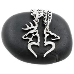NameCoins Buck and Doe Heart Couples Necklaces, Hunting Jewelry, Split Heart, Hand Cut Coin