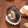 DOUX Mens Damascus Steel Wedding Ring 8mm Band Inlaid with Black Wood Comfort Fit