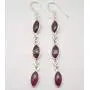 SilverStarJewel Marquise 5 x 10 mm Garnet Long Earrings 2.6'' 925 Pure Sterling Silver