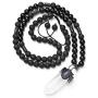 Top Plaza Natural Stone Healing Crystal Hexagonal Pointed Gemstone Pendant Necklace Crescent Moon Jewelry Adjustable Lava Rock Beads Necklaces for Women Men