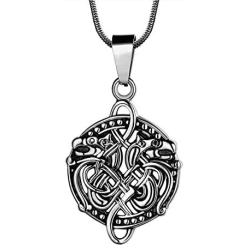 Hipunk Irish Celtic Knot Necklace Mens 316L Stainless Steel Good Luck Pendant 18k Gold/Black Gun Plated Lucky Amulet Jewelry