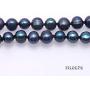 JYX Pearl Long Strand Necklace 8mm White/Black Flat Round Freshwater Pearl Necklace Sweater Necklace 48''