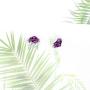 HSQYT Rose Flower Stud Earrings Silver Plated Simulated Coral Rose Crystal Earrings Lovely Simple Floral Charm Stud Earring Fashion Jewelry for Women Girl 20mm (Purple Rose Earring)