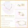Florideco 4Pcs 14K Gold Plated Butterfly Choker Necklace Earrings Bracelet Ring Set for Women Ladies Gift Jewelry Dainty Chain Butterfly Pendant Necklace Cute Drop Dangle Hoop Earrings Rose Gold
