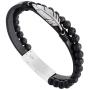QLEESI Unisex Mens Leather Bracelet Stainless Steel with Lava Rock Bead, Infinity Angel Wing Cuff Bangles 6.9-8Inches Adjustable Magnetic Clasp Valentines Day Birthday Anniversary Gifts for Him Father Brother