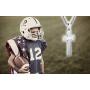 XIEXIELA USA Football Cross Necklace for Boys.I CAN DO All Things Strength Bible Verse Stainless Steel Necklace Rugby Ball Athletes Sports Lover