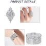 Hicarer Women Rhinestone Stretch Bracelet Bangle Crystal Rhinestone Necklace Ring Dangle Fringe Earrings