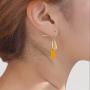 coadipress 4 Pairs Matte Statement Curved Earrings Set for Women Girls Fashion Yellow Black Paint Gold Metal Geometric Dangle Drop Earrings Jewelry Gifts