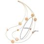 COOLSTEELANDBEYOND Elegant Gold Statement Necklace Two-Strand Long Chain with Blue Cube Crystal Beads and Circle Charms
