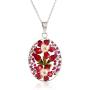 Amazon Collection Sterling Silver/Gold Over Sterling Silver Pressed Flower Pendant Necklace
