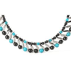 Elegant Womens Hematite Magnetic Therapy Necklace with Healing Stones Pain Relief for Neck Arthritis Migraine Headaches Shoulders and Back (Regular, Turquoise)