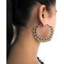 Handmade Beaded Indian Jewelry Multicolor Beads Beaded Dangle Hoop Fashion Earrings E-60-SB-3