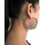 Handmade Beaded Indian Jewelry Multicolor Beads Beaded Dangle Hoop Fashion Earrings E-60-SB-3