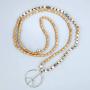 KELITCH Classic Peace Sign Necklace Love Hippie Pendant Frosted Crystal Beaded Necklace