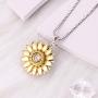 Aniu Golden Rotatable Sunshine Sunflower Pendant Necklace for Women Girls, S925 Sterling Silver You Are My Sunshine Jewelry with 5A Cubic Zirconia (Gold)