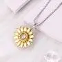 Aniu Golden Rotatable Sunshine Sunflower Pendant Necklace for Women Girls, S925 Sterling Silver You Are My Sunshine Jewelry with 5A Cubic Zirconia (Gold)