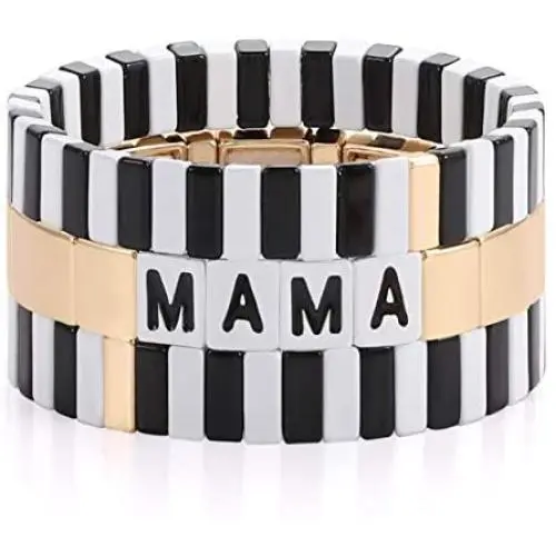 HZEYN Mothers Day Gift Tile Bracelet MAMA Enamel Colorblock Tile Bead Bracelet Stackable Sweet Mama Tile Link Stretch Bracelet Set of 3 Strands Jewelry HZEYN Mothers Day Gift Tile Bracelet MAMA Enamel Colorblock Tile Bead Bracelet Stackable Sweet Mama Tile Link Stretch Bracelet Set of 3 Strands Jewelry
